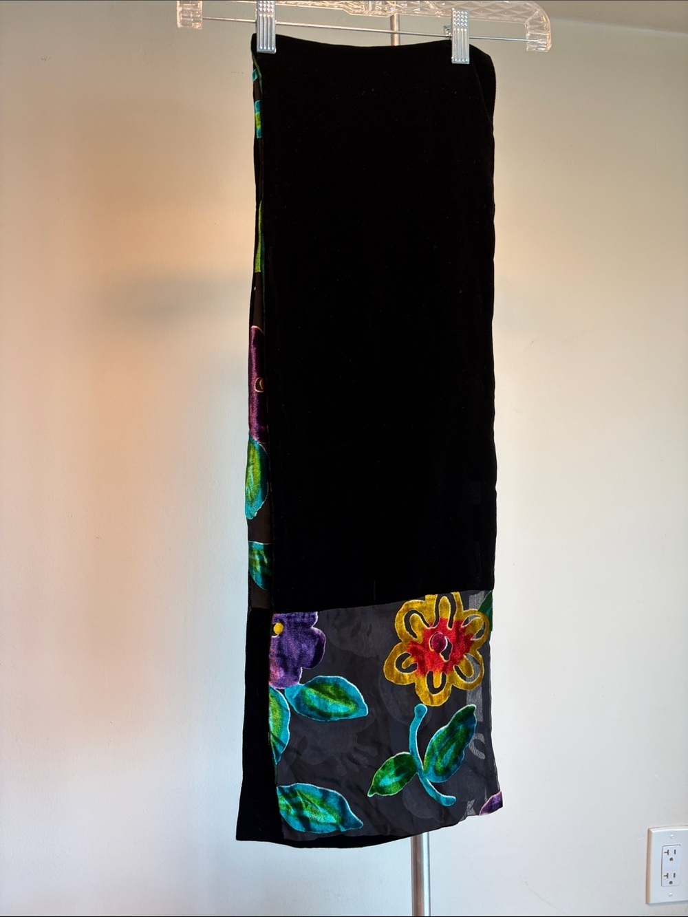 Whimsigoth Vibrant
Floral Velvet Burnout Scarf Obong Sheer Scarf